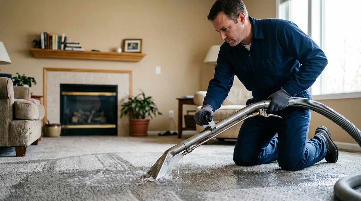 Water damage restoration technician working near Brisbane, CA